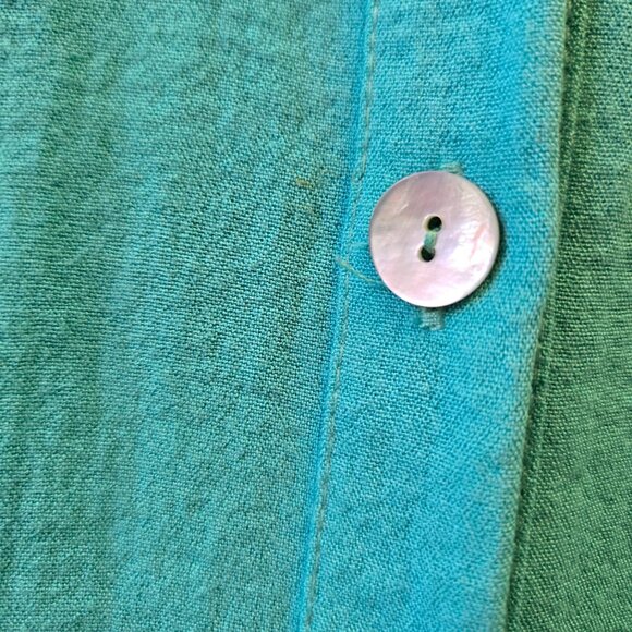 Fridaze Turquoise Linen Button-Up Shirt M Lagenlook Minimalist Casual - Picture 4 of 9